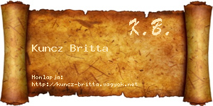 Kuncz Britta névjegykártya